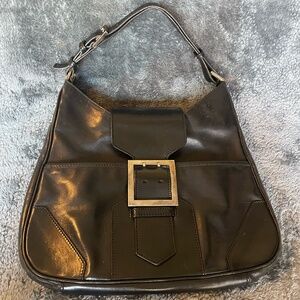 Vintage Valentino Garavani Black Shoulder Bag w/ Buckle Flap